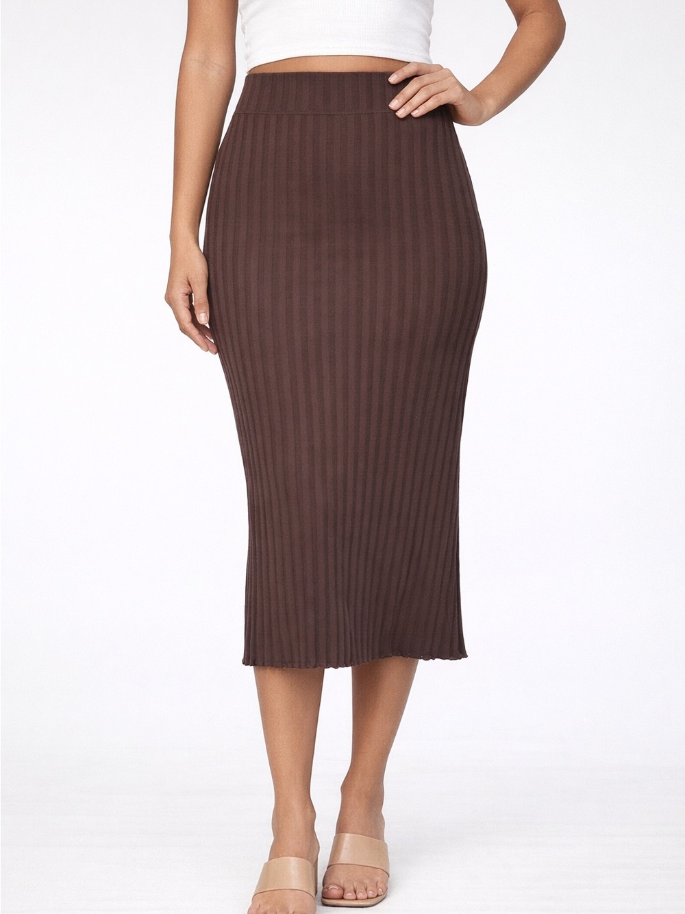 OFFLINE by Aerie OG Original Ribbed Midi Skirt – Brown, Size M, NWOT